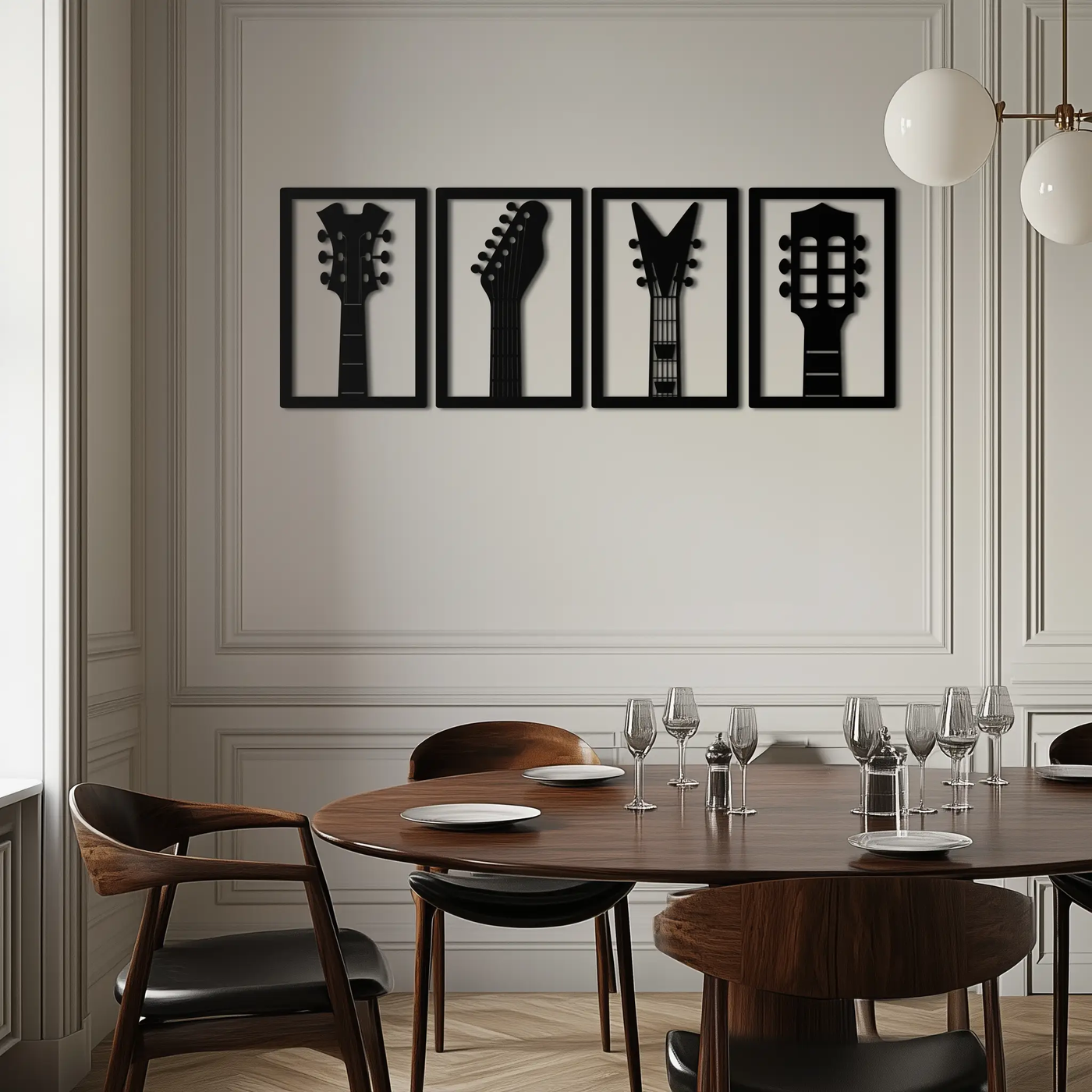 Guitar Headstock Metal Wall Art - 4-Piece Music Decor- KAF260 by Enova Art