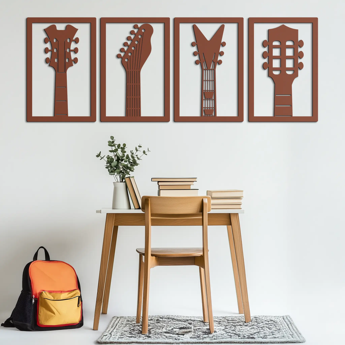 Guitar Headstock Metal Wall Art - 4-Piece Music Decor- KAF260 by Enova Art