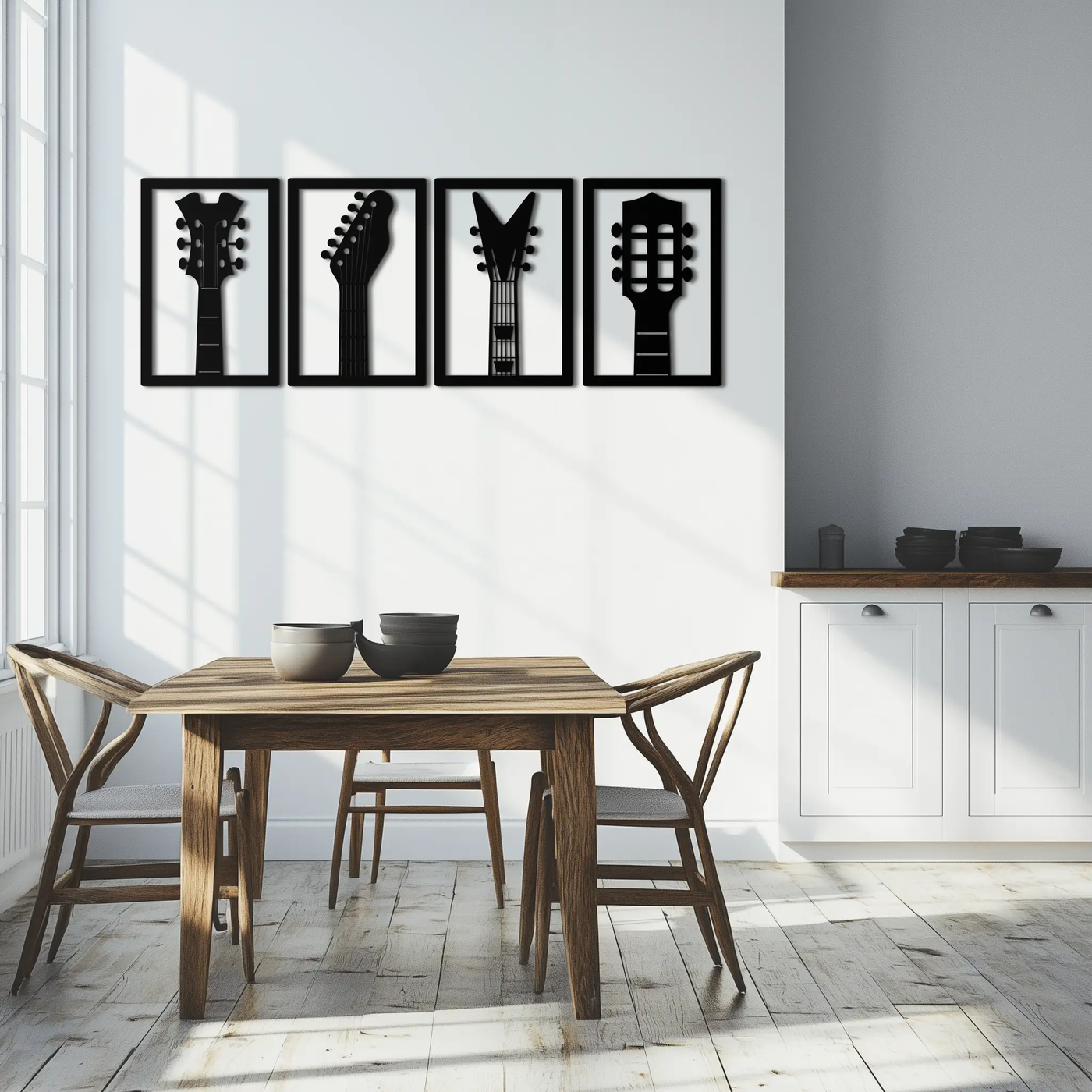 Guitar Headstock Metal Wall Art - 4-Piece Music Decor- KAF260 by Enova Art