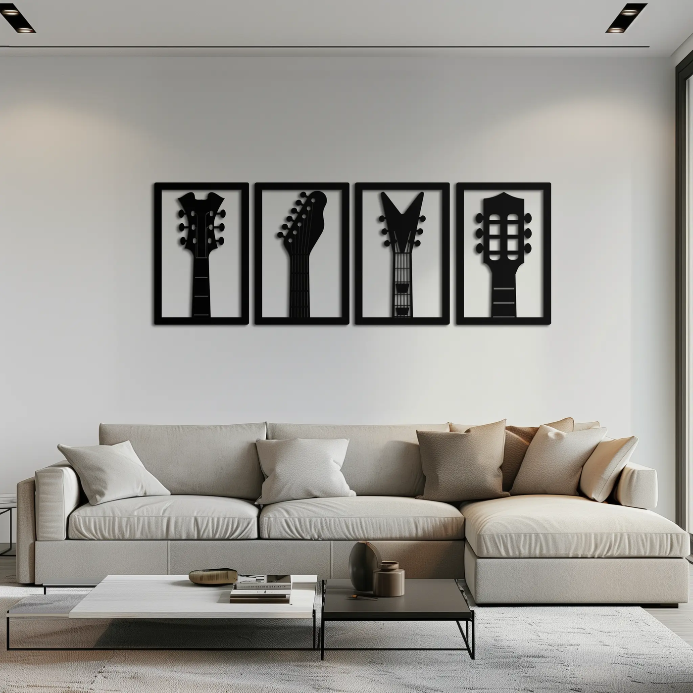 Guitar Headstock Metal Wall Art - 4-Piece Music Decor- KAF260 by Enova Art