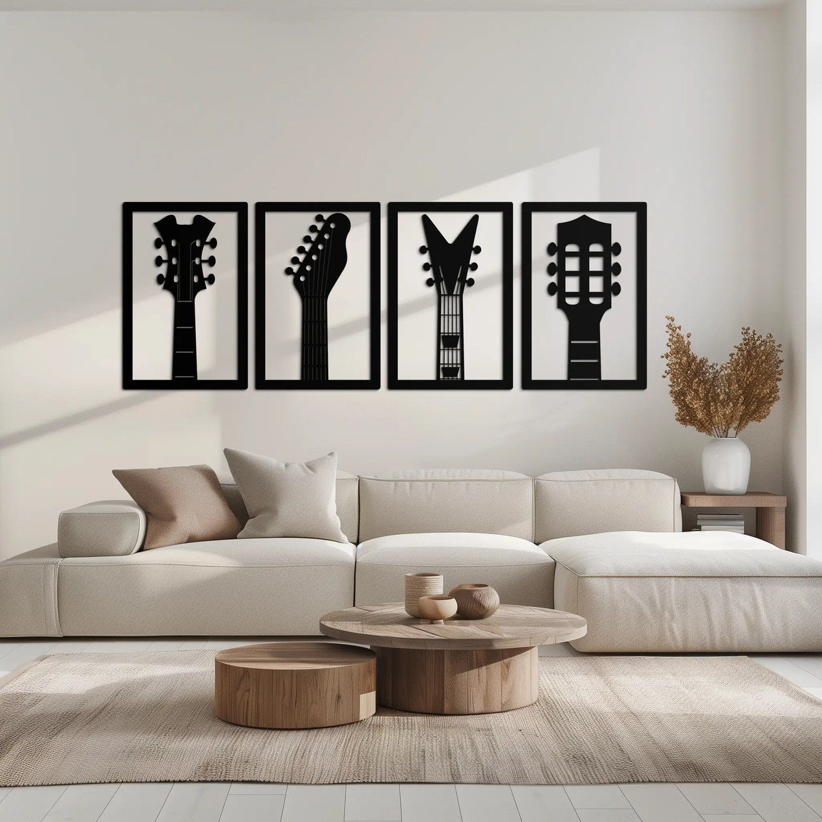 Guitar Headstock Metal Wall Art - 4-Piece Music Decor- KAF260 by Enova Art