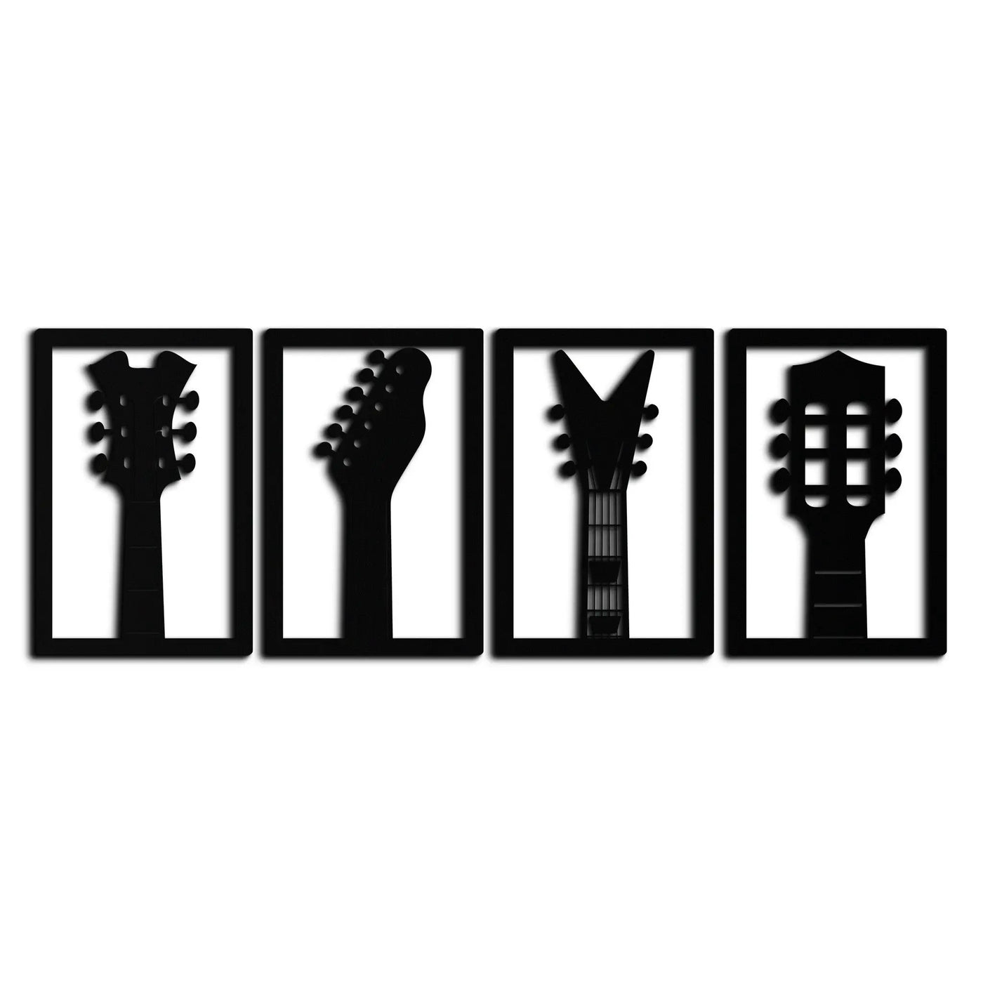 Guitar Headstock Metal Wall Art - 4-Piece Music Decor- KAF260 by Enova Art