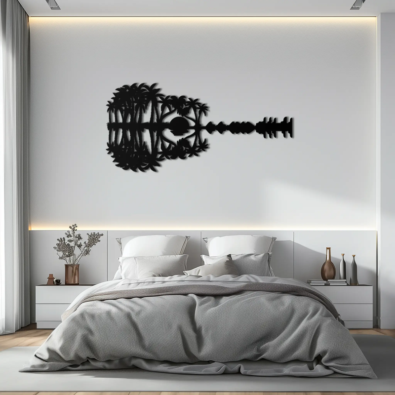 Sunset Guitar Metal Wall Art - Nature-Inspired Music Decor- KAF261 by Enova Art