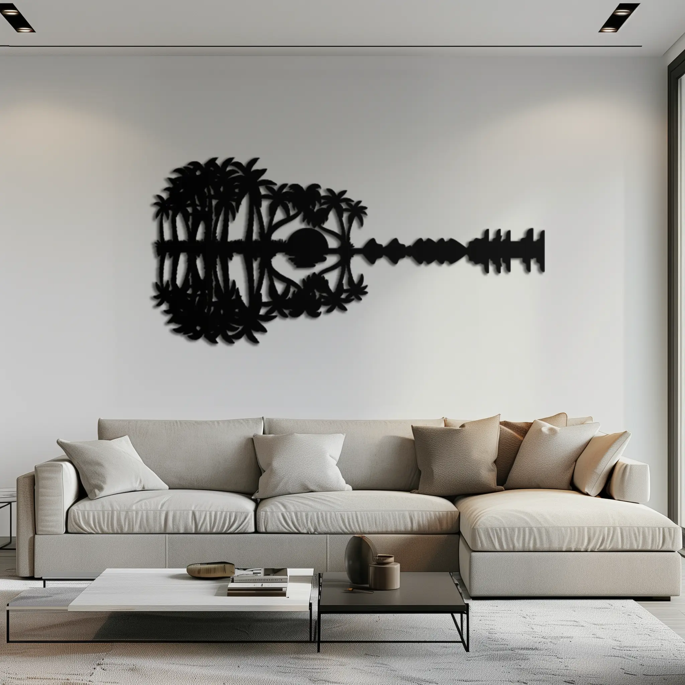 Sunset Guitar Metal Wall Art - Nature-Inspired Music Decor- KAF261 by Enova Art
