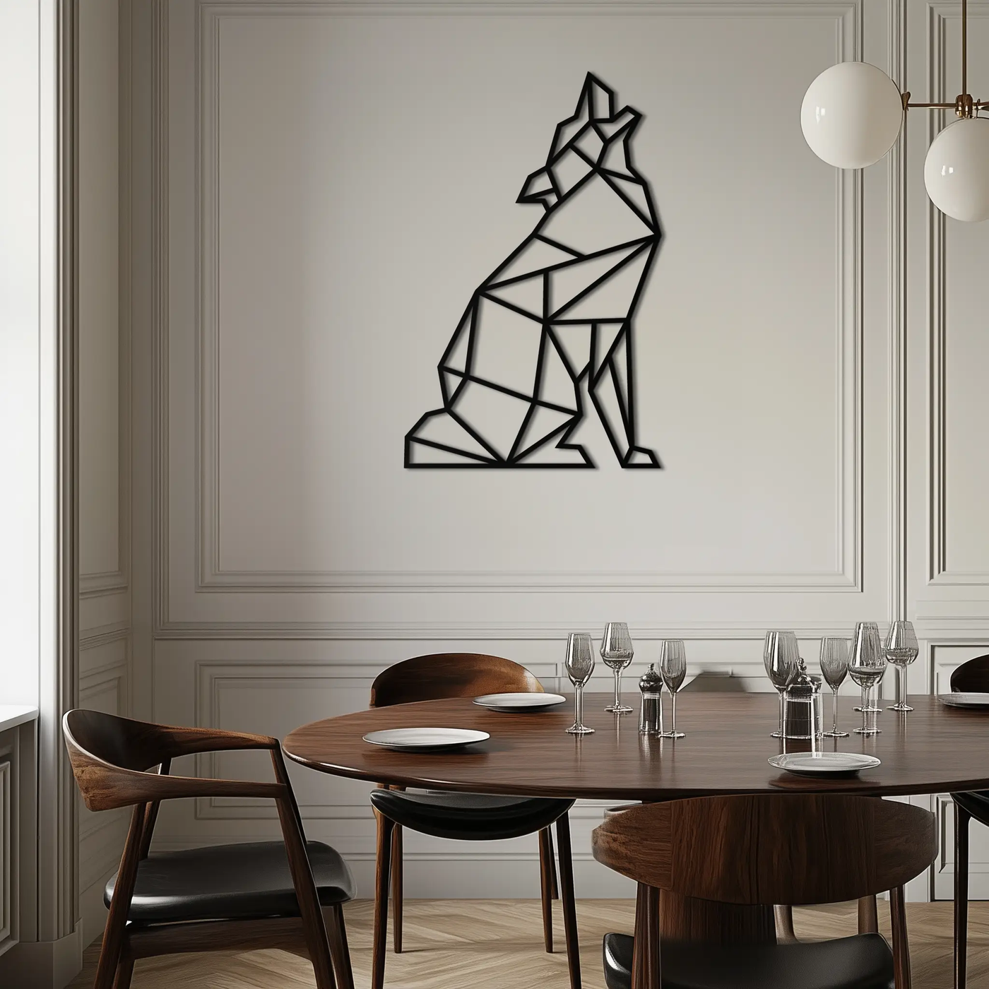 Geometric Wolf Metal Wall Art - Modern Animal Decor- KAF262 by Enova Art