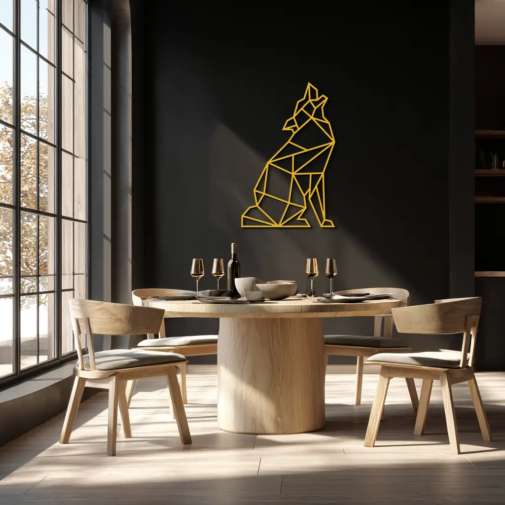 Geometric Wolf Metal Wall Art - Modern Animal Decor- KAF262 by Enova Art