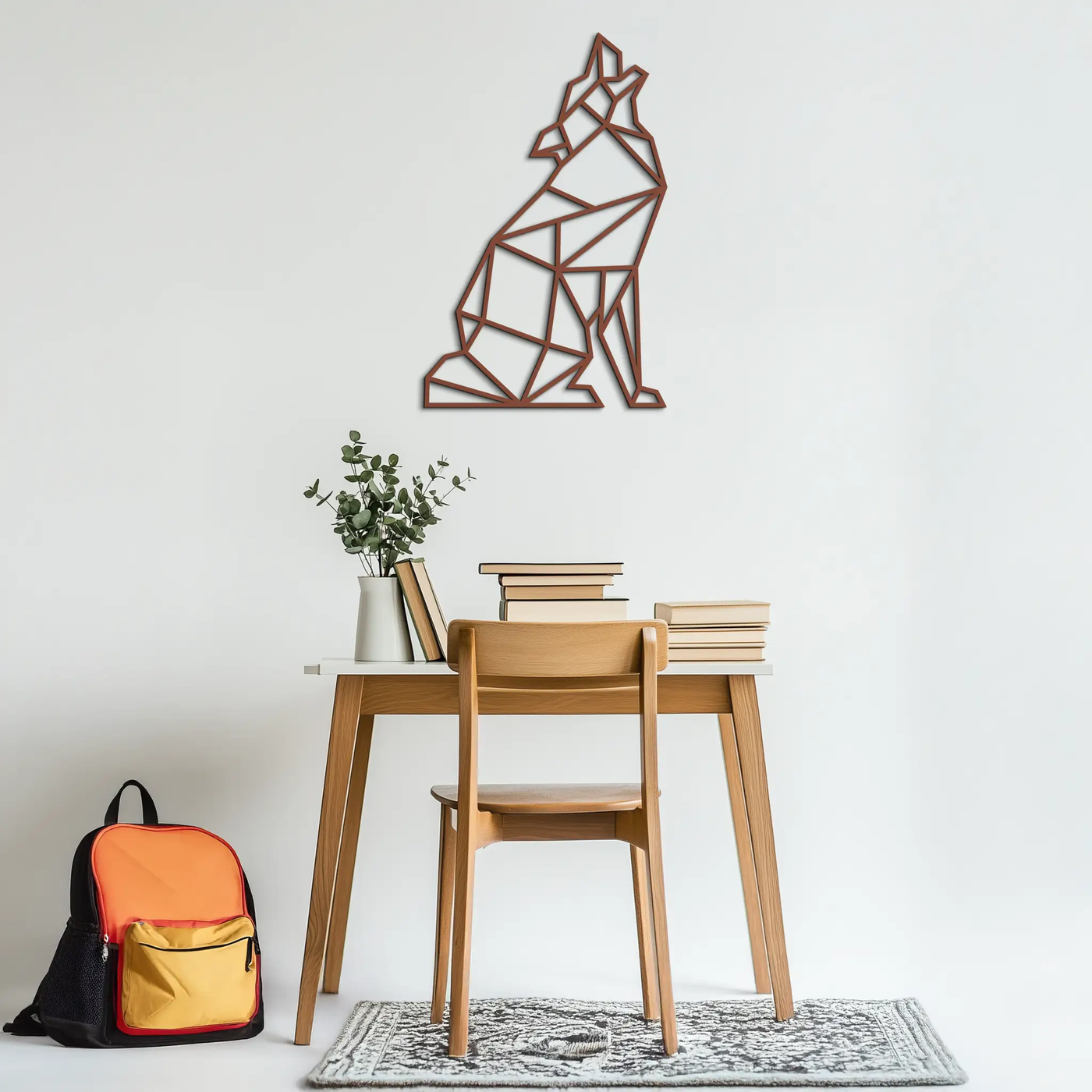 Geometric Wolf Metal Wall Art - Modern Animal Decor- KAF262 by Enova Art