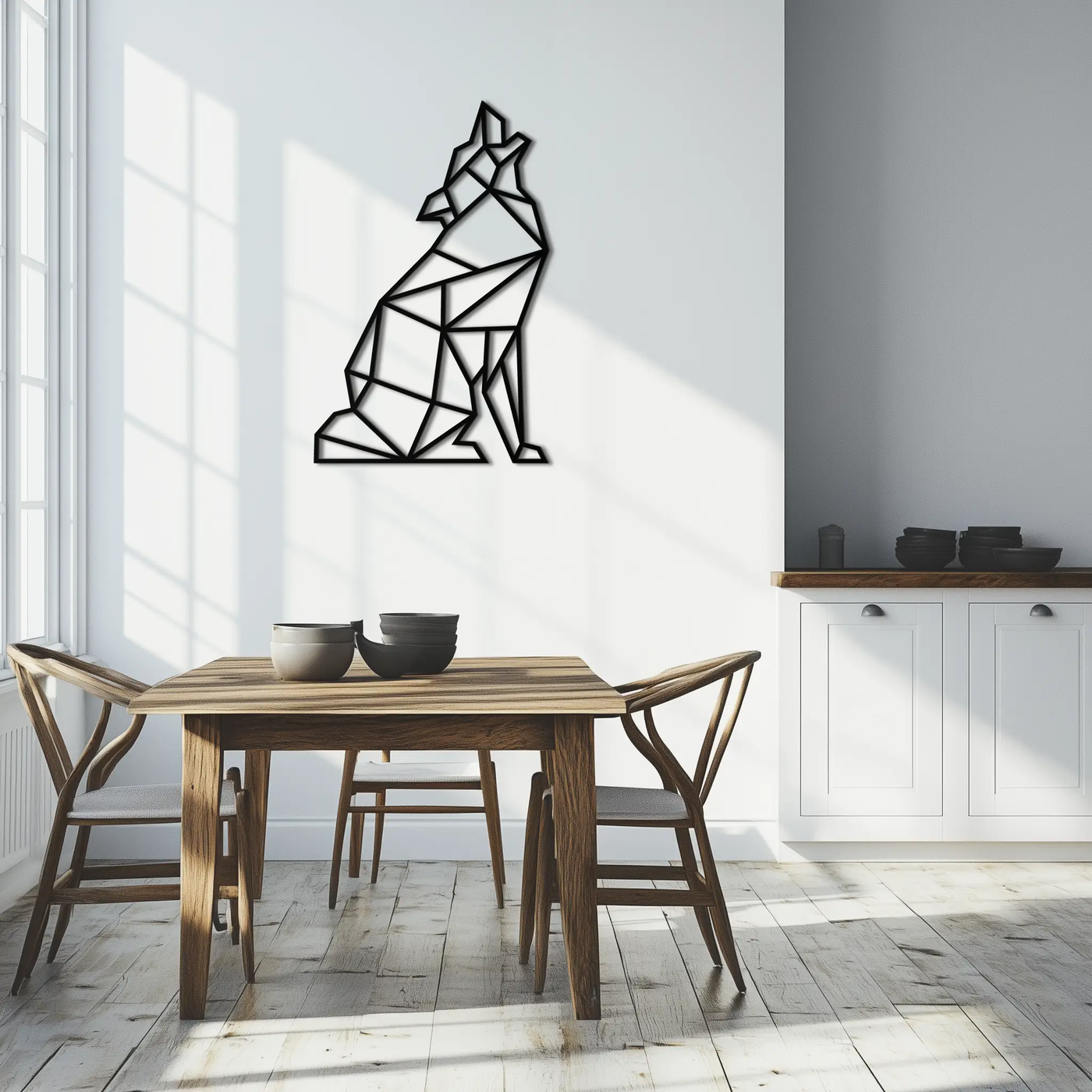 Geometric Wolf Metal Wall Art - Modern Animal Decor- KAF262 by Enova Art