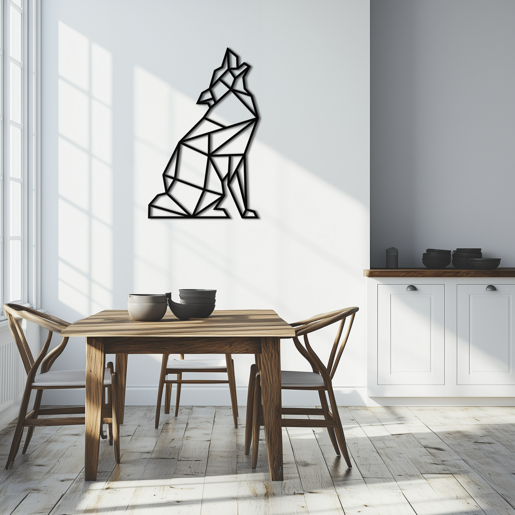 Geometric Wolf Metal Wall Art - Modern Animal Decor- KAF262 by Enova Art