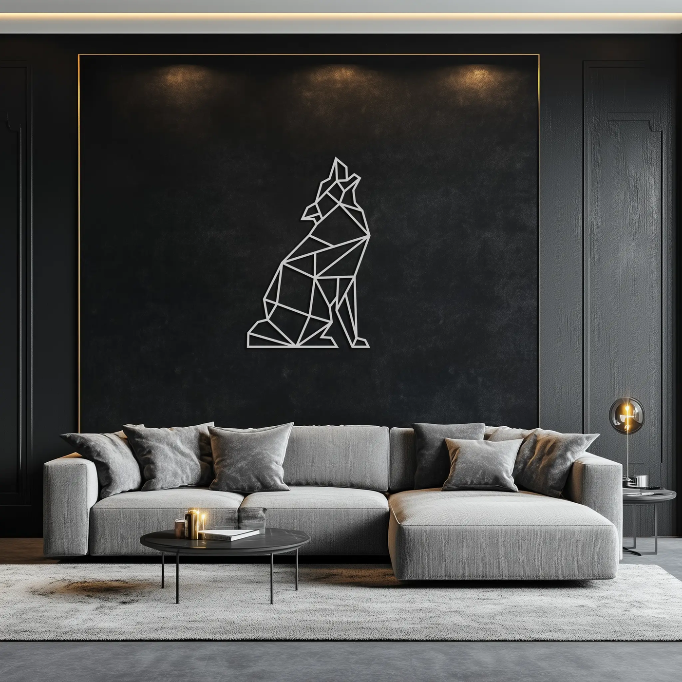 Geometric Wolf Metal Wall Art - Modern Animal Decor- KAF262 by Enova Art