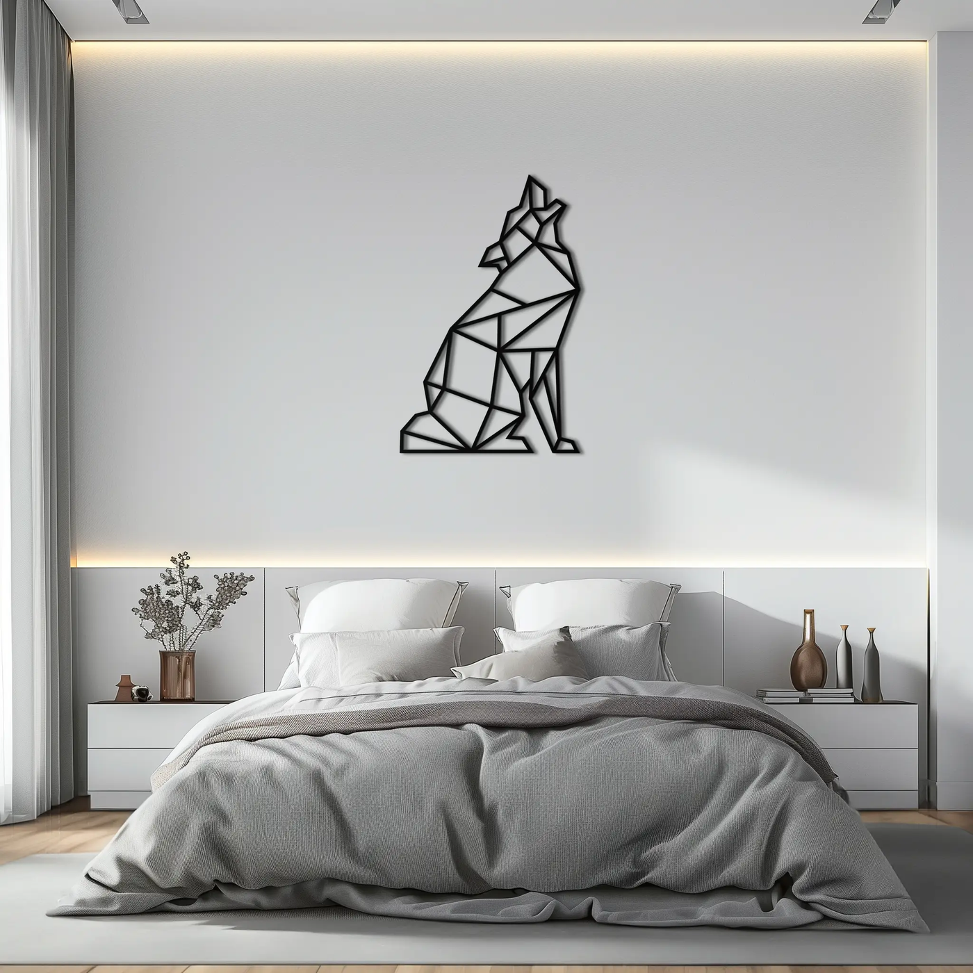 Geometric Wolf Metal Wall Art - Modern Animal Decor- KAF262 by Enova Art