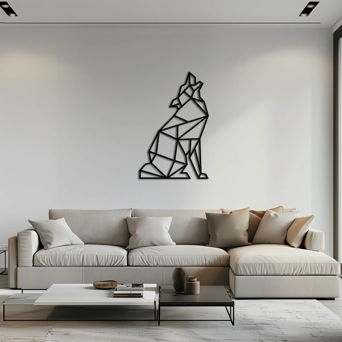 Geometric Wolf Metal Wall Art - Modern Animal Decor- KAF262 by Enova Art