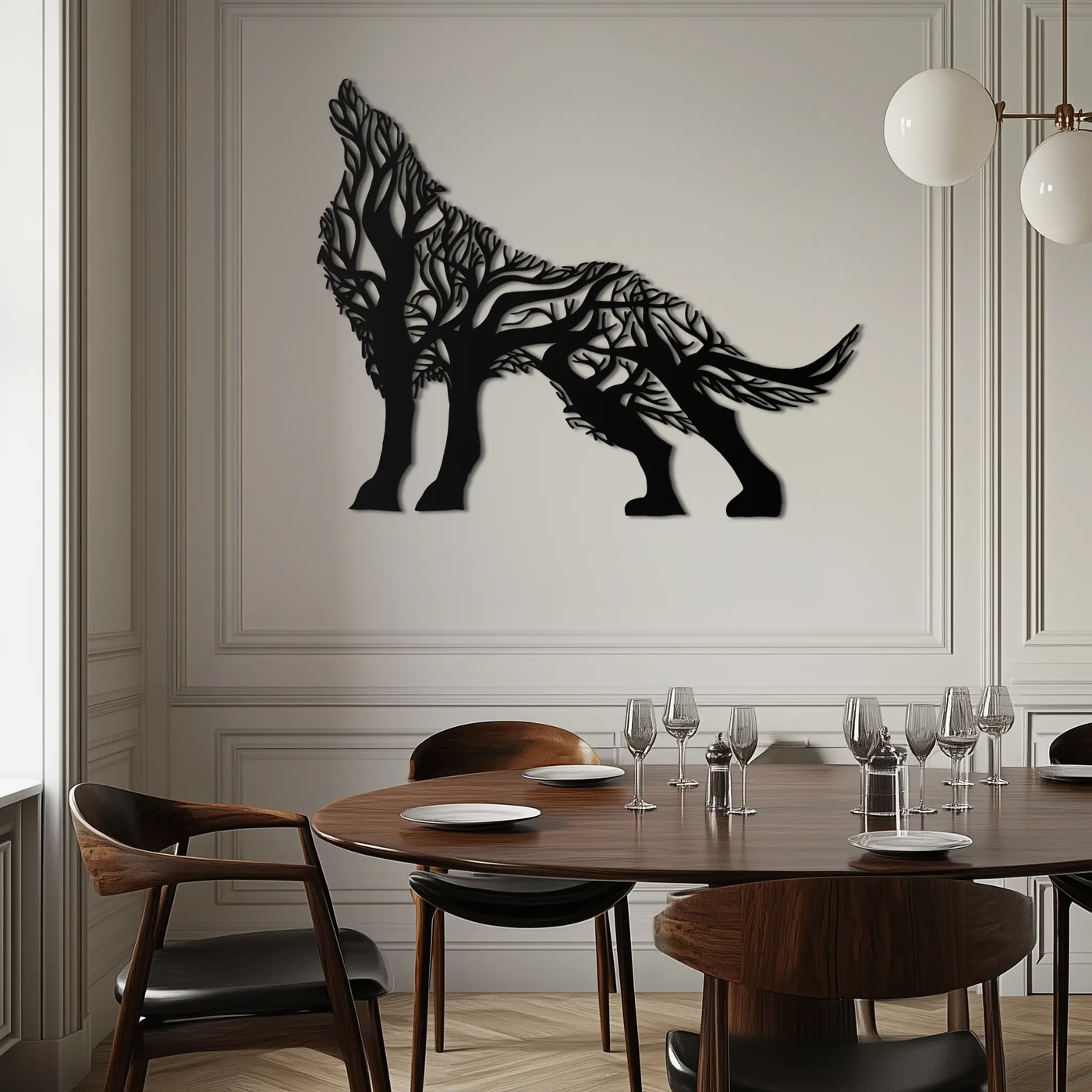 Tree Wolf Metal Wall Art - Nature-Inspired Wildlife Decor- KAF263 by Enova Art