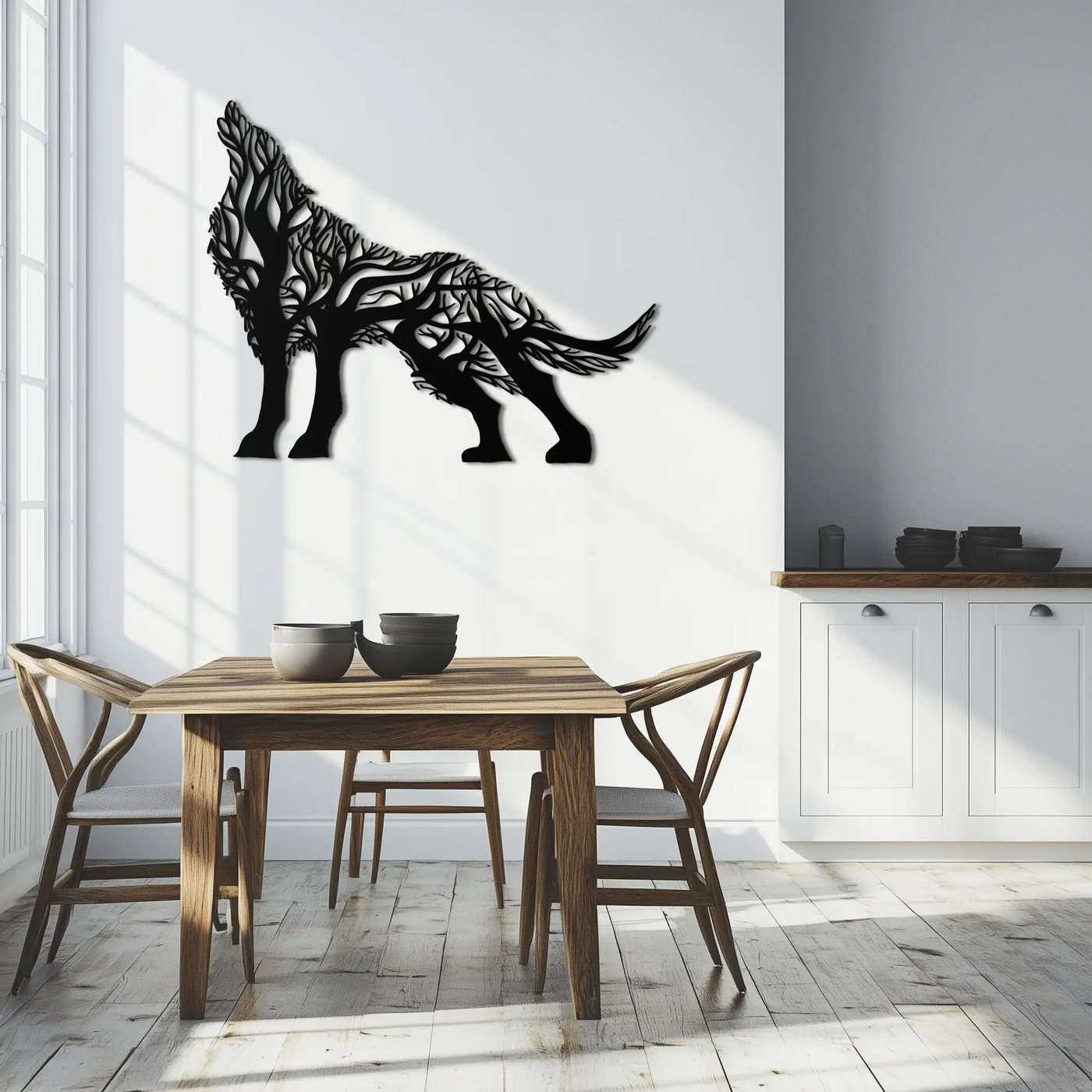 Tree Wolf Metal Wall Art - Nature-Inspired Wildlife Decor- KAF263 by Enova Art