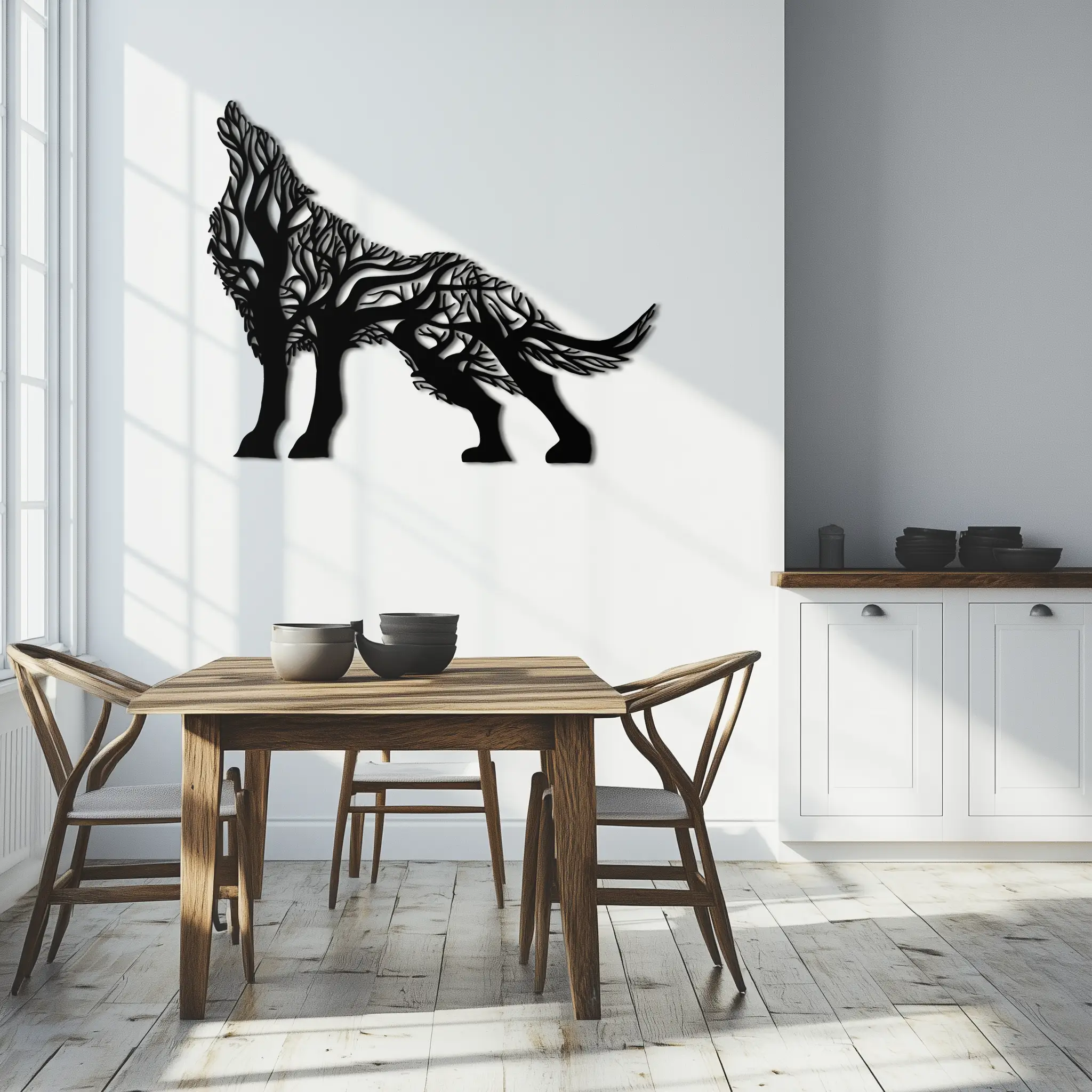 Tree Wolf Metal Wall Art - Nature-Inspired Wildlife Decor- KAF263 by Enova Art