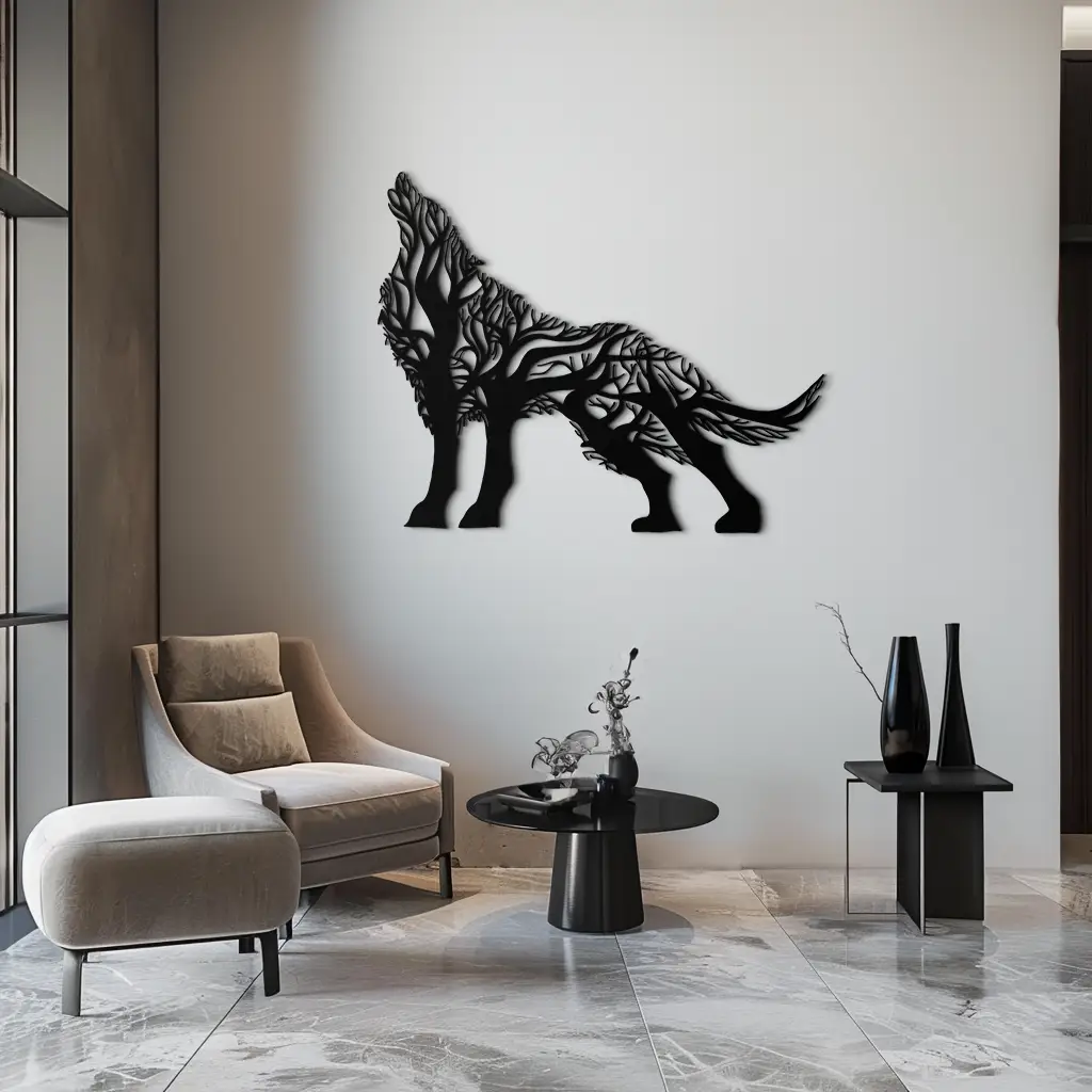 Tree Wolf Metal Wall Art - Nature-Inspired Wildlife Decor- KAF263 by Enova Art
