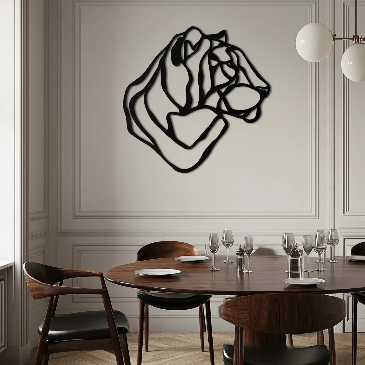 Line Lion Metal Wall Art - Modern Abstract Animal Decor- KAF264 by Enova Art