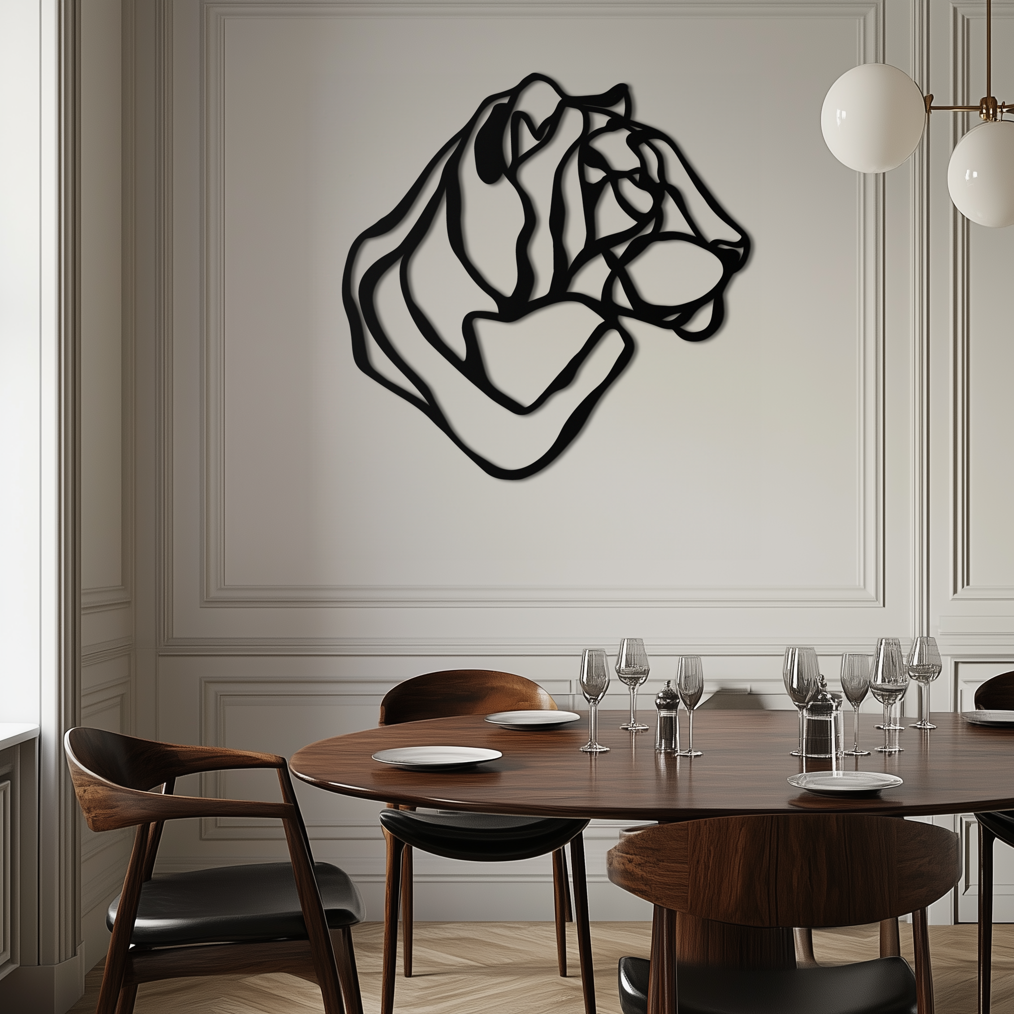 Line Lion Metal Wall Art - Modern Abstract Animal Decor- KAF264 by Enova Art