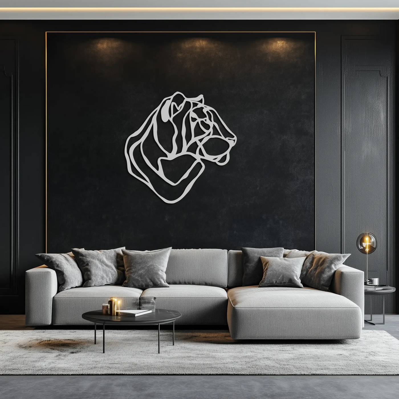 Line Lion Metal Wall Art - Modern Abstract Animal Decor- KAF264 by Enova Art