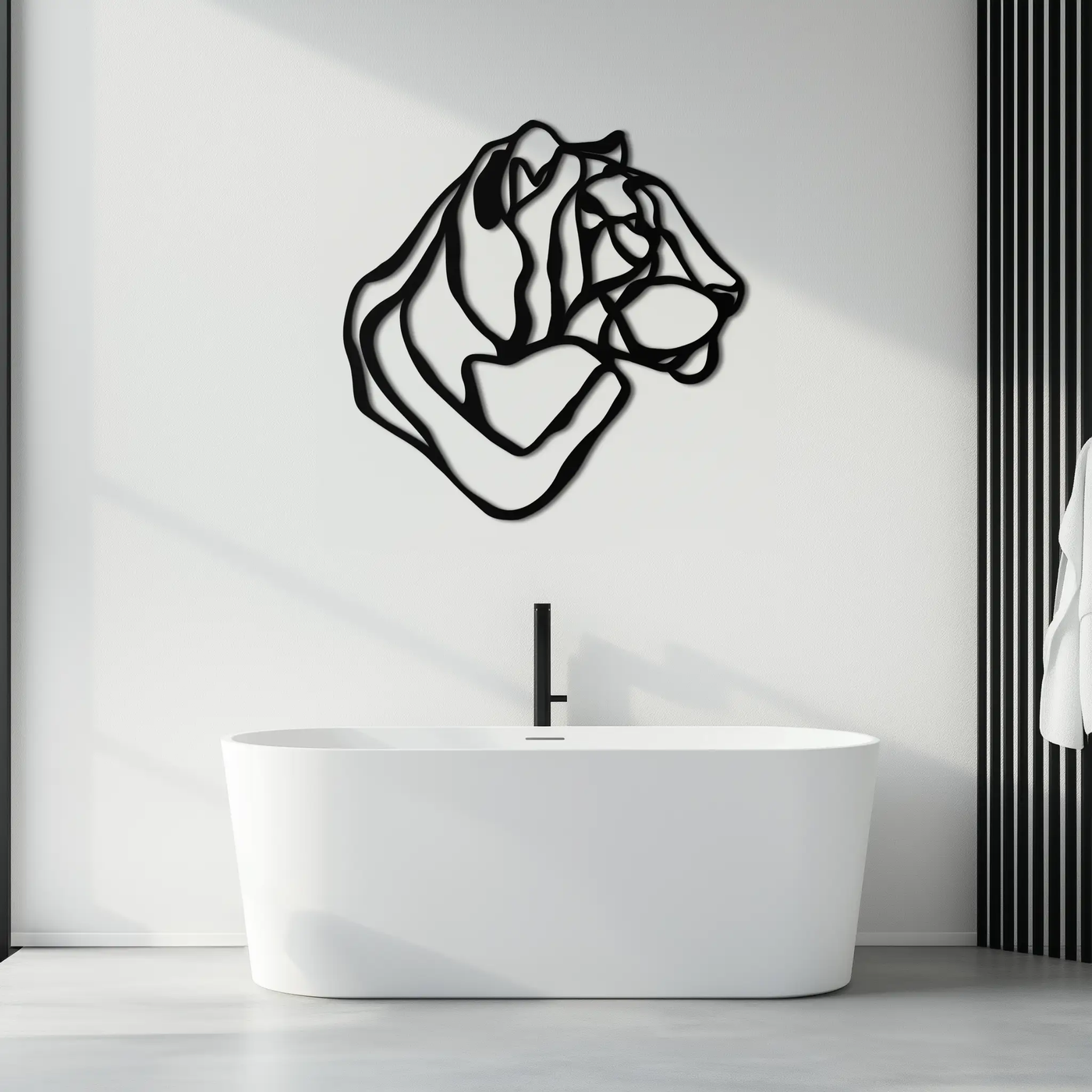 Line Lion Metal Wall Art - Modern Abstract Animal Decor- KAF264 by Enova Art