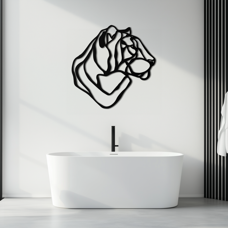Line Lion Metal Wall Art - Modern Abstract Animal Decor- KAF264 by Enova Art