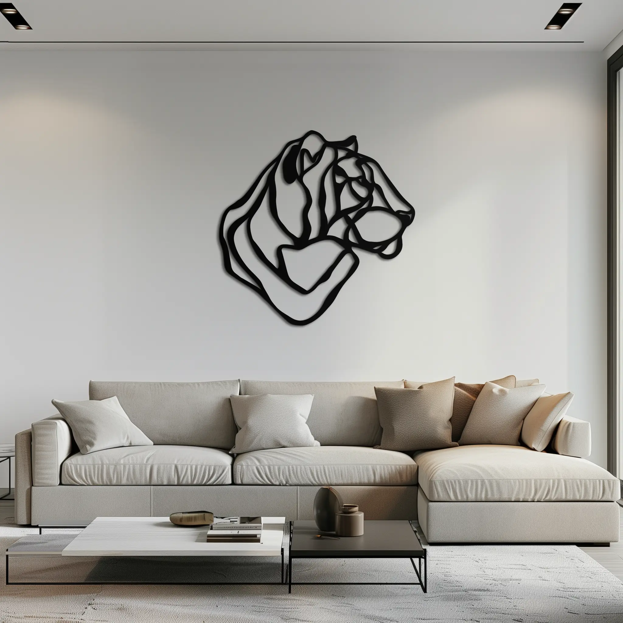 Line Lion Metal Wall Art - Modern Abstract Animal Decor- KAF264 by Enova Art