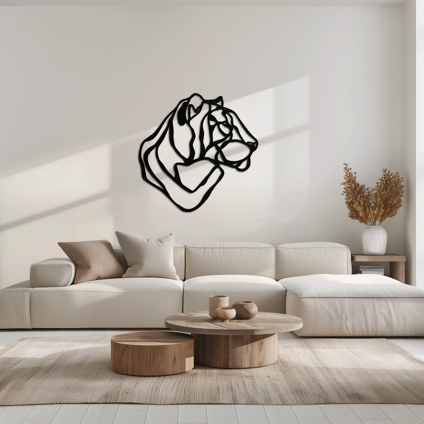 Line Lion Metal Wall Art - Modern Abstract Animal Decor- KAF264 by Enova Art