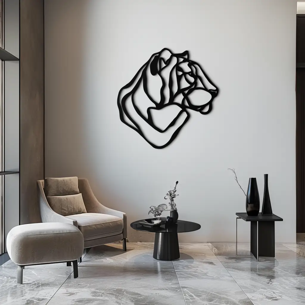 Line Lion Metal Wall Art - Modern Abstract Animal Decor- KAF264 by Enova Art