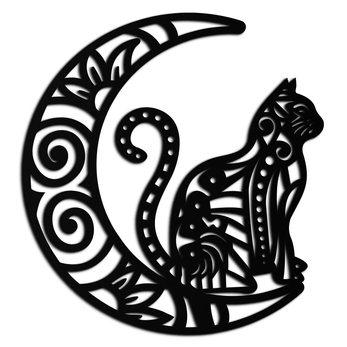 Moon & Cat Metal Wall Art – Mystical Feline Decor - KAF266 by Enova Art