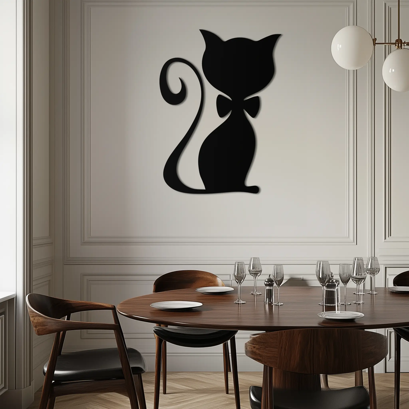 Cute Cat Metal Wall Art – Minimalist Feline Decor - KAF268 by Enova Art