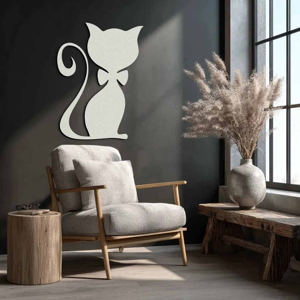 Cute Cat Metal Wall Art – Minimalist Feline Decor - KAF268 by Enova Art