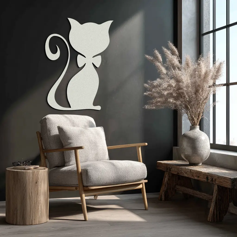 Cute Cat Metal Wall Art – Minimalist Feline Decor - KAF268 by Enova Art
