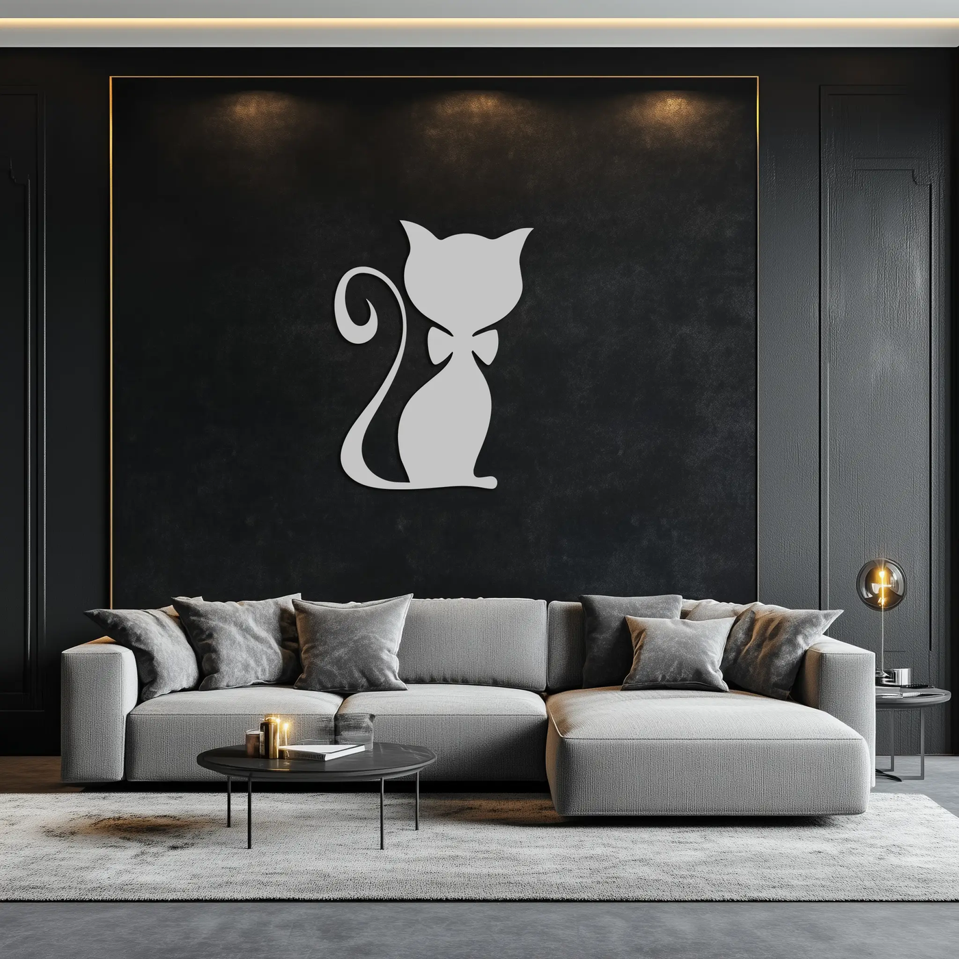 Cute Cat Metal Wall Art – Minimalist Feline Decor - KAF268 by Enova Art
