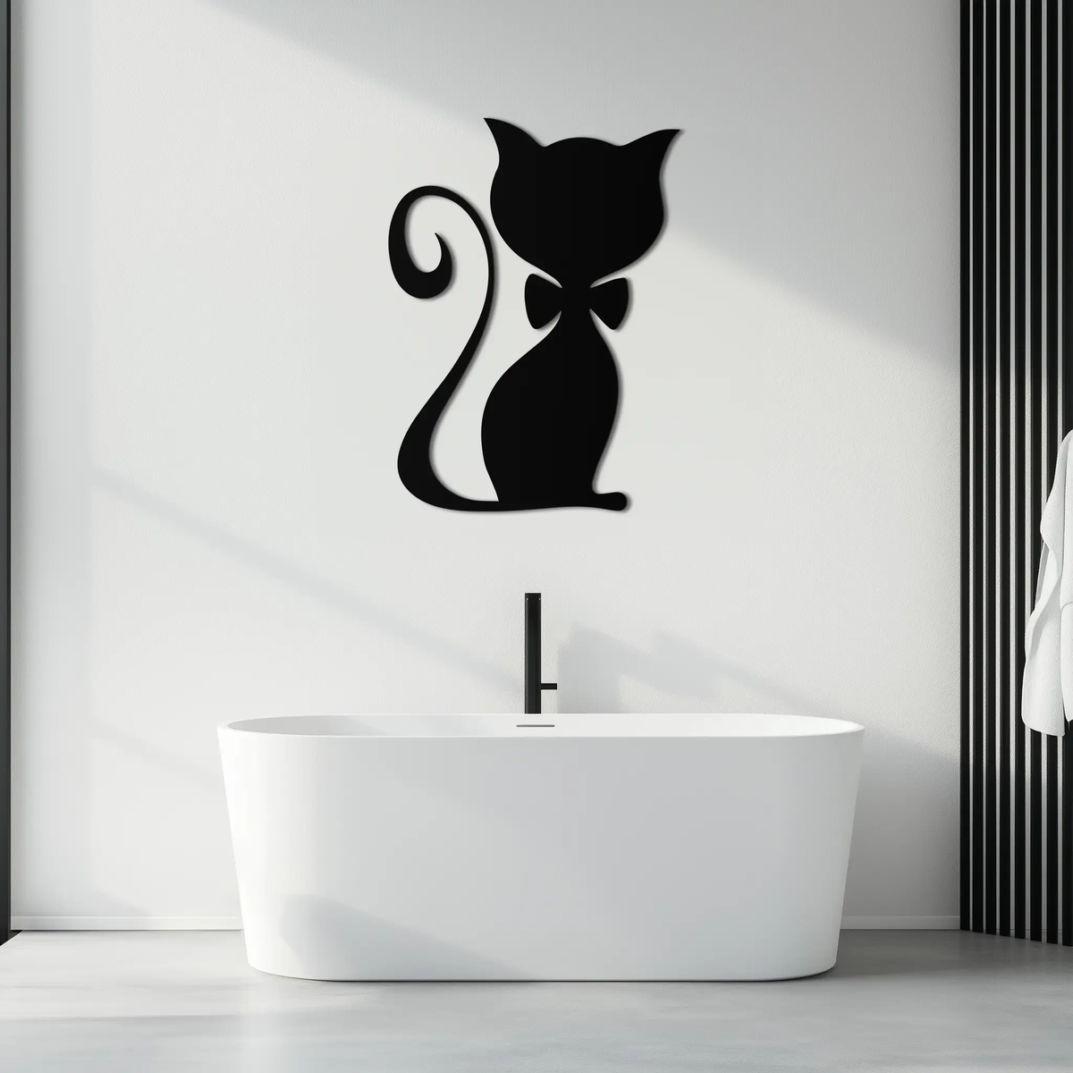 Cute Cat Metal Wall Art – Minimalist Feline Decor - KAF268 by Enova Art
