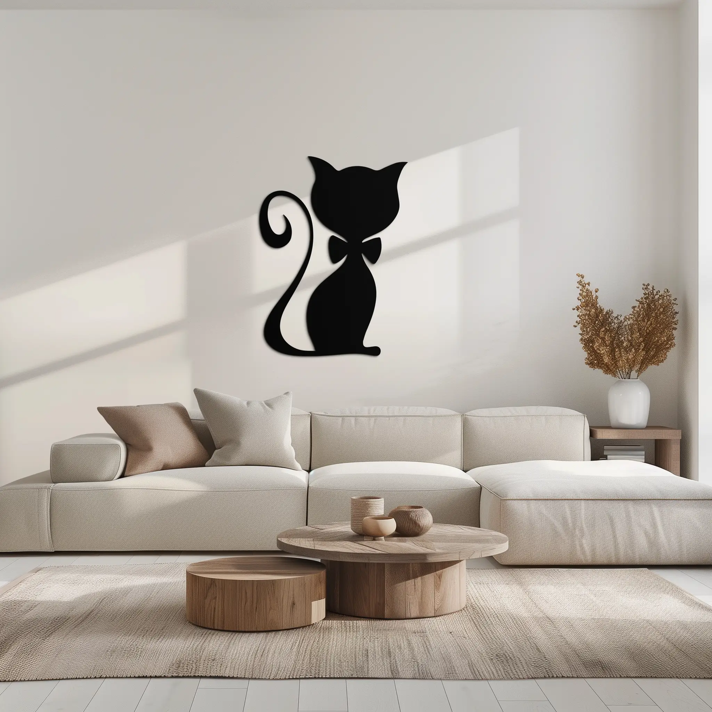 Cute Cat Metal Wall Art – Minimalist Feline Decor - KAF268 by Enova Art