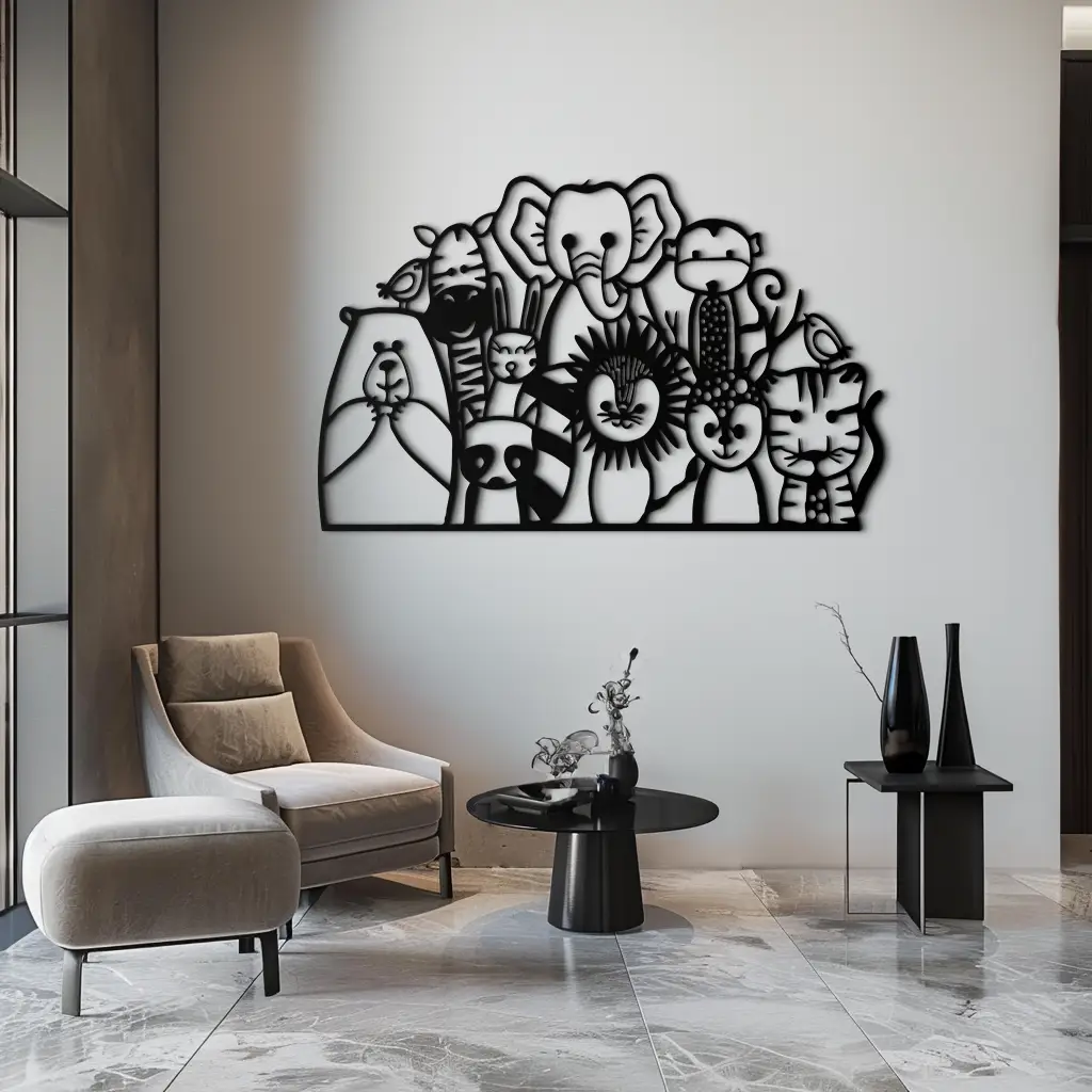 Cute Animal Metal Wall Art – Jungle & Safari Theme - KAF269 by Enova Art
