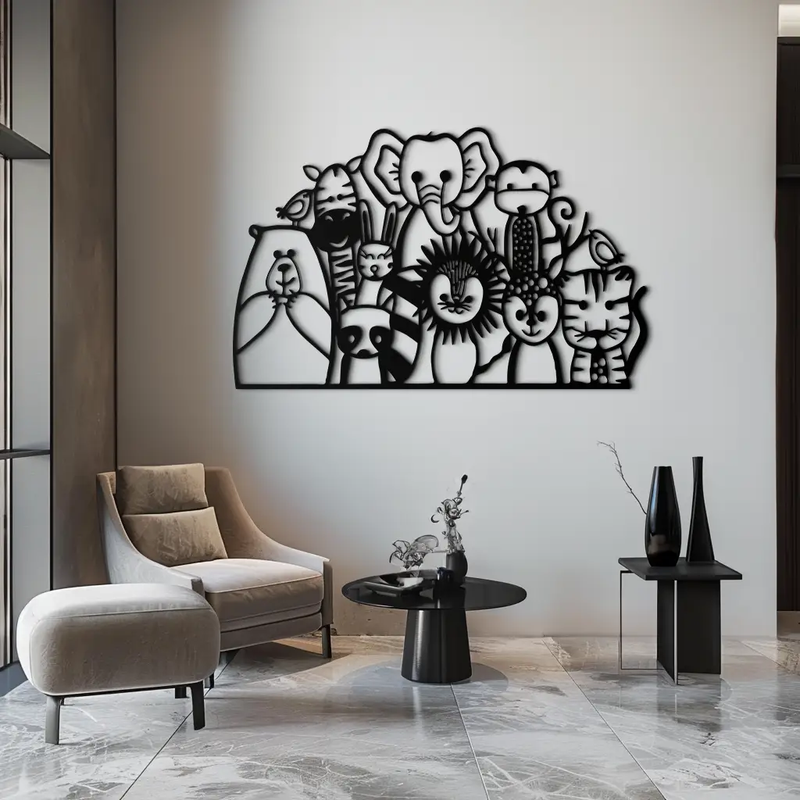 Cute Animal Metal Wall Art – Jungle & Safari Theme - KAF269 by Enova Art
