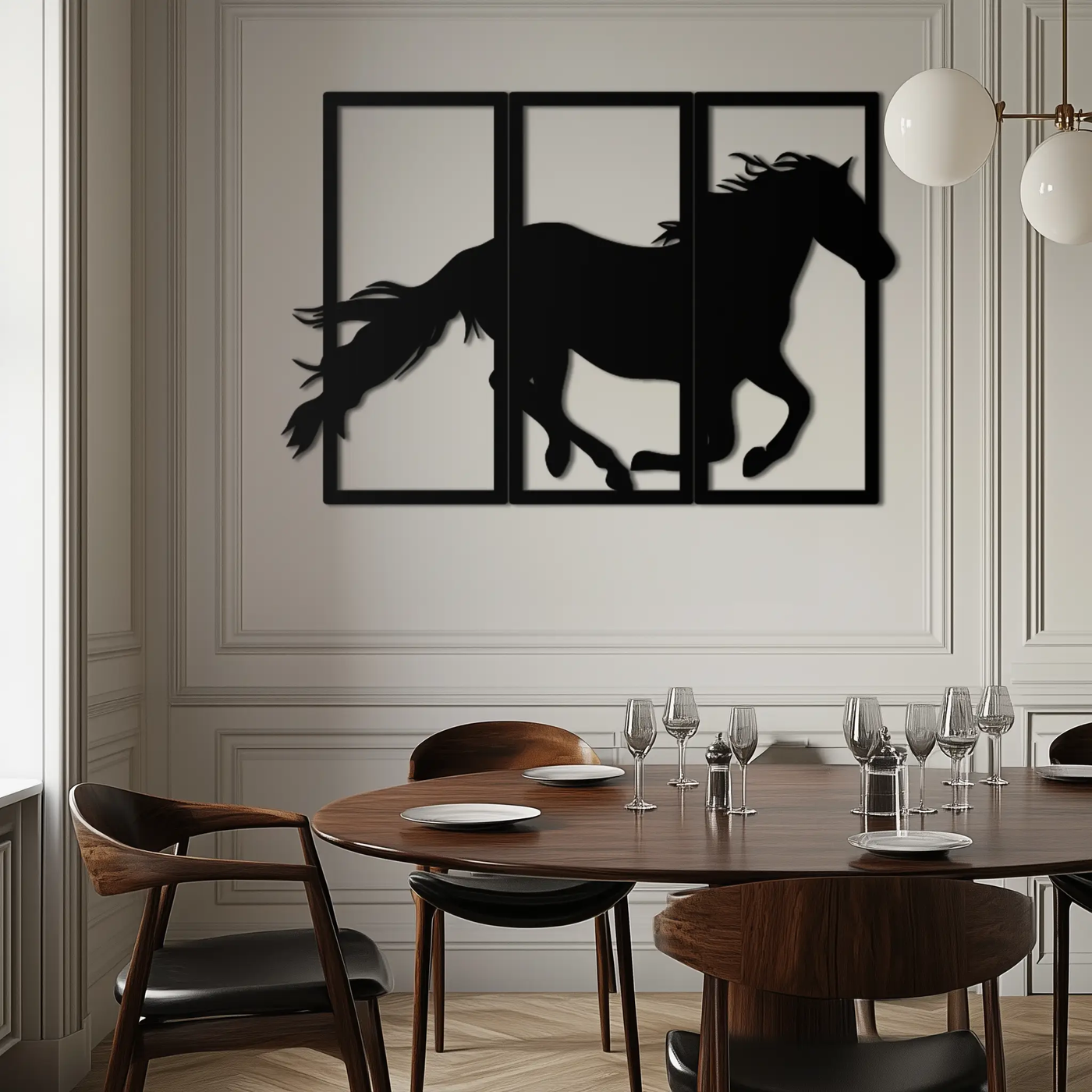 Galloping Horse Metal Wall Art – 3-Panel Western Decor - KAF270 by Enova Art
