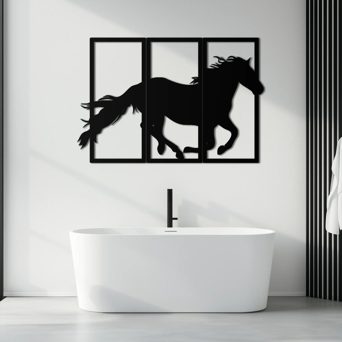 Galloping Horse Metal Wall Art – 3-Panel Western Decor - KAF270 by Enova Art