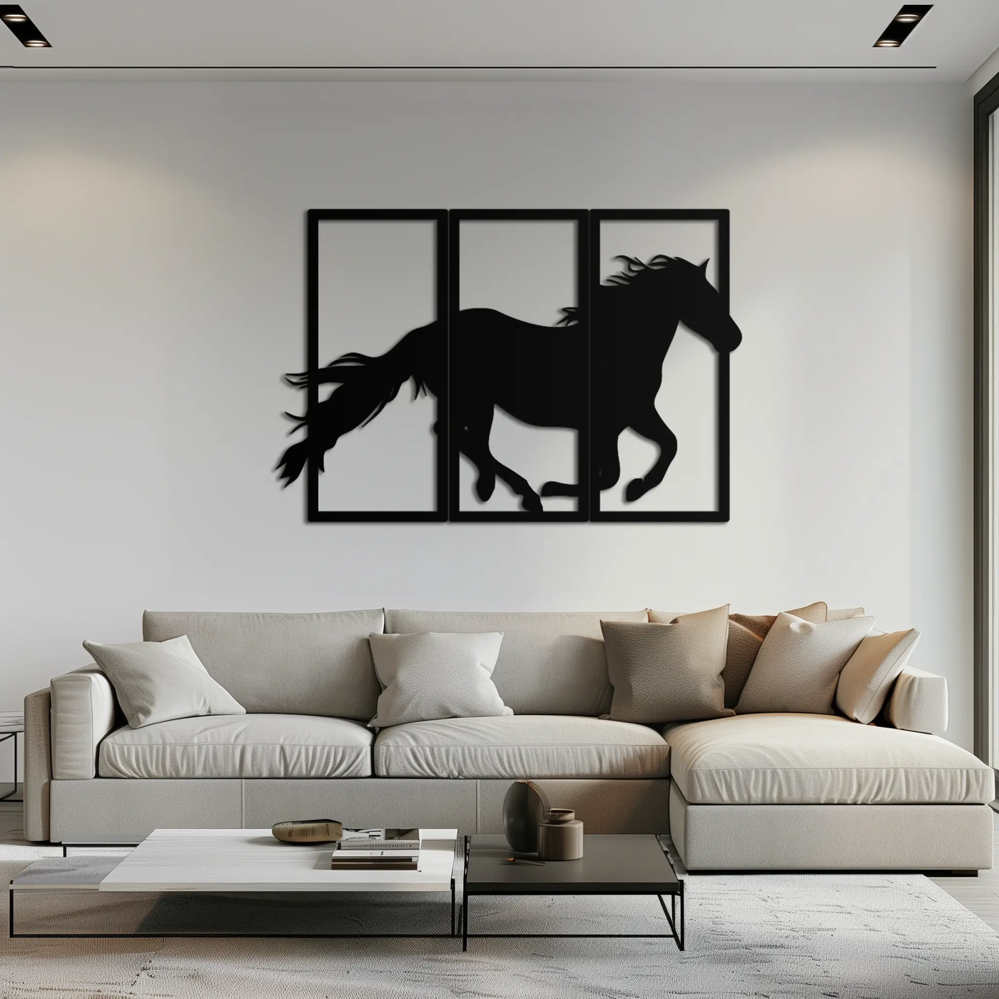 Galloping Horse Metal Wall Art – 3-Panel Western Decor - KAF270 by Enova Art