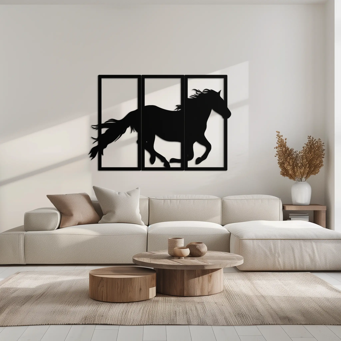 Galloping Horse Metal Wall Art – 3-Panel Western Decor - KAF270 by Enova Art