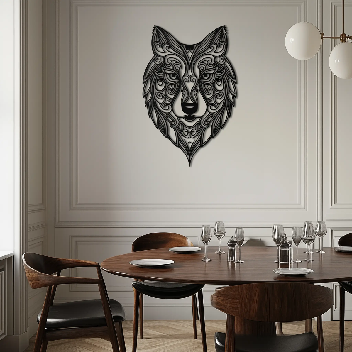 Mandala Wolf Metal Wall Art - Boho Animal Wall Decor - KAF272 by Enova Art