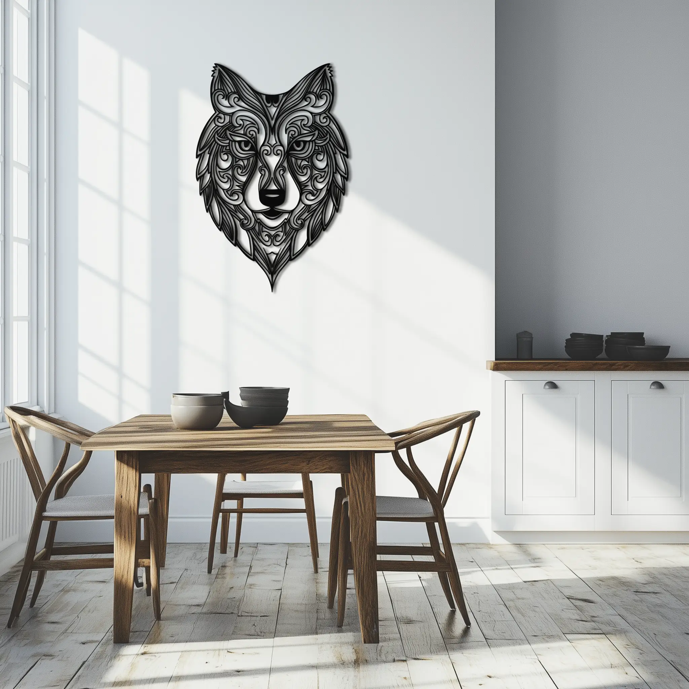 Mandala Wolf Metal Wall Art - Boho Animal Wall Decor - KAF272 by Enova Art
