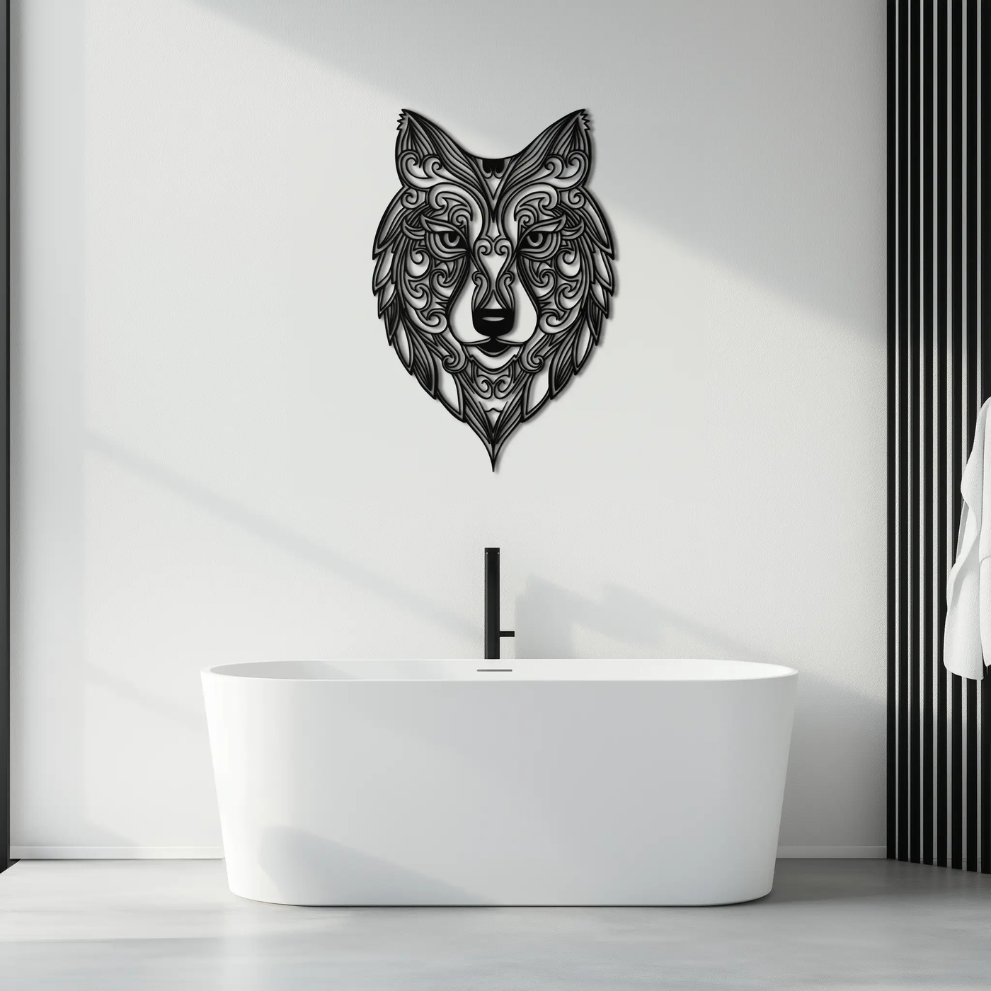 Mandala Wolf Metal Wall Art - Boho Animal Wall Decor - KAF272 by Enova Art