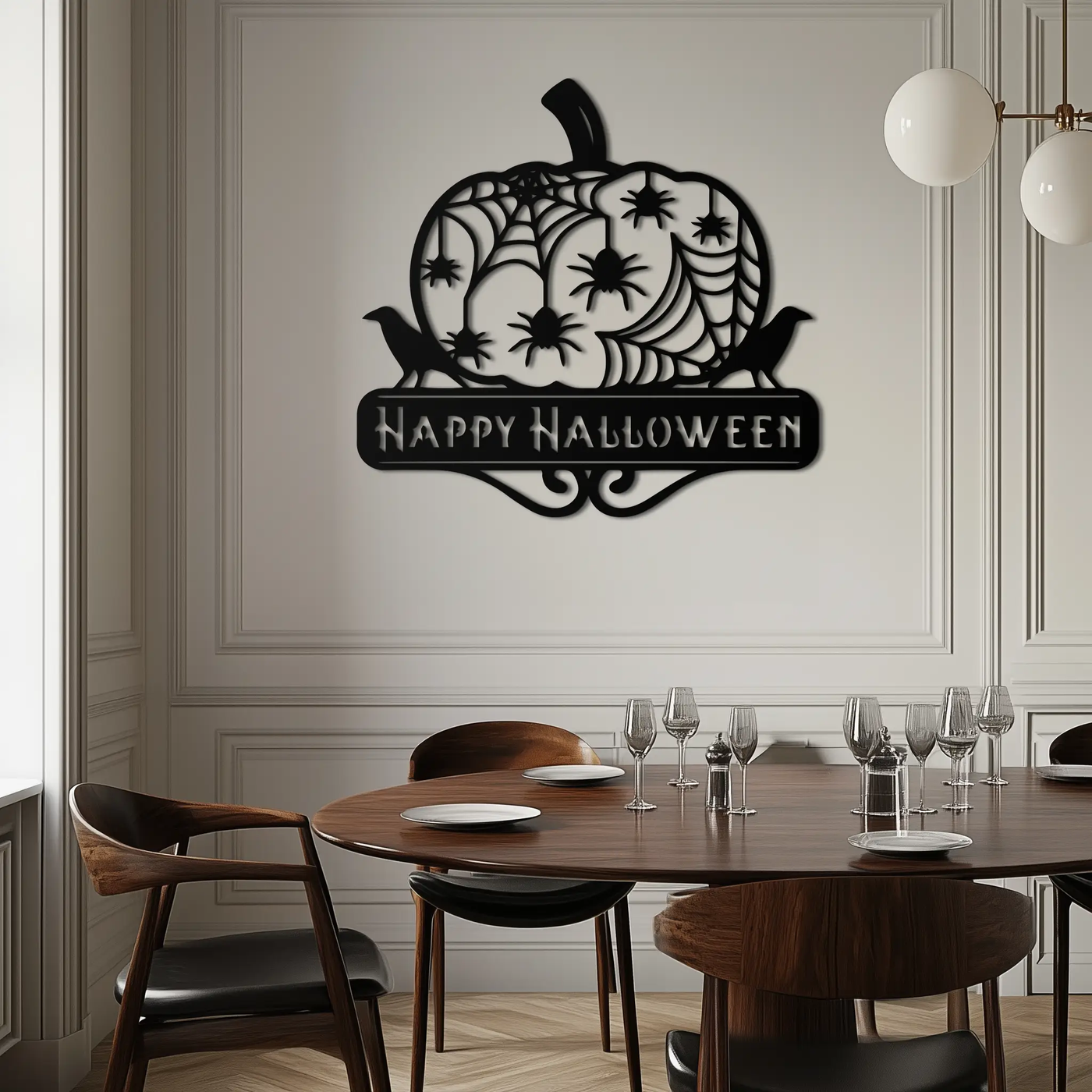 Happy Halloween Pumpkin Metal Wall Art - Spooky Home Decor - KAF275 by Enova Art