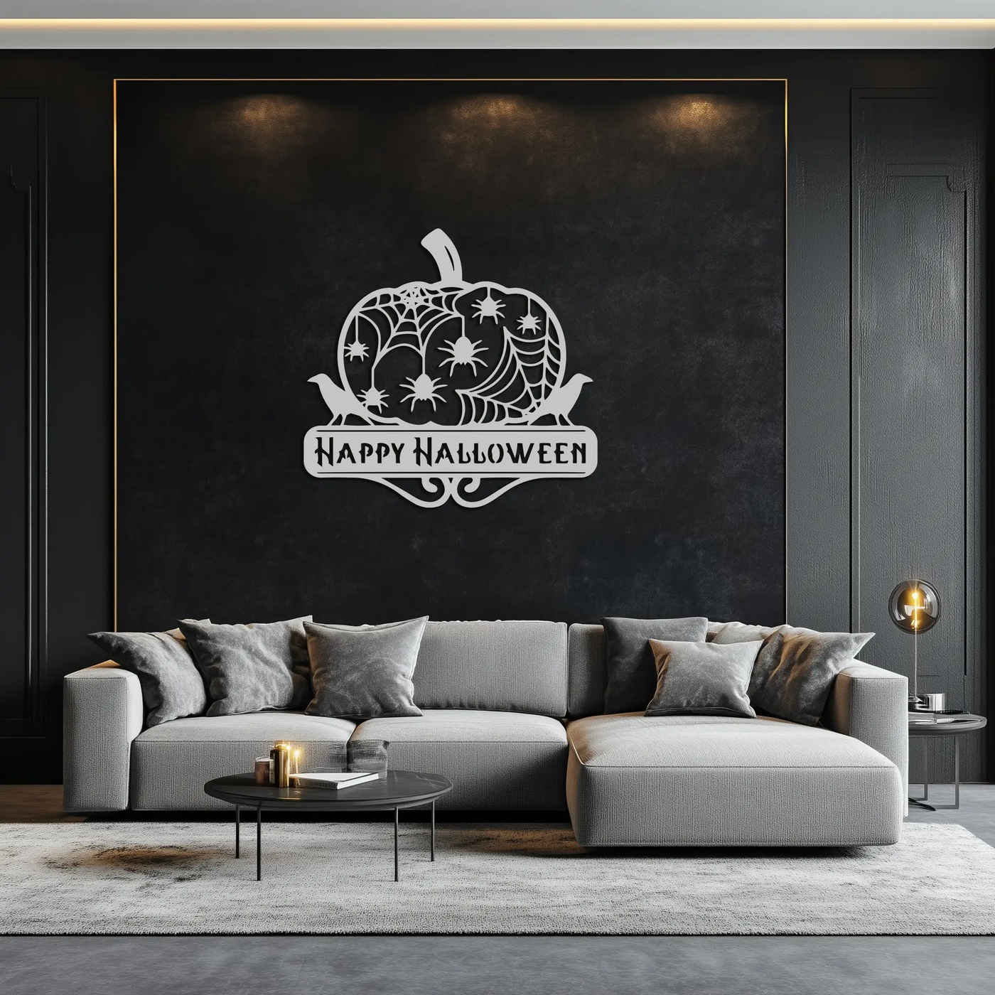 Happy Halloween Pumpkin Metal Wall Art - Spooky Home Decor - KAF275 by Enova Art