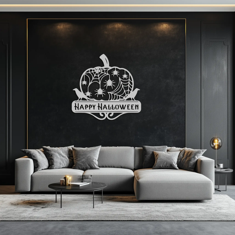 Happy Halloween Pumpkin Metal Wall Art - Spooky Home Decor - KAF275 by Enova Art