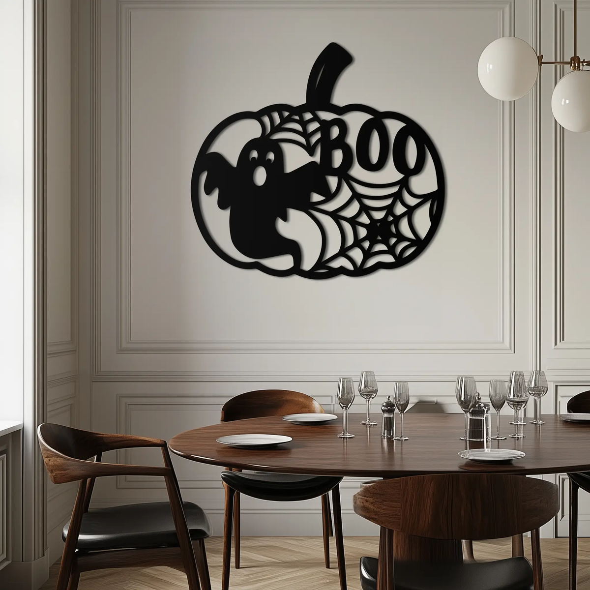 Halloween Boo Pumpkin Metal Wall Art - Spooky Halloween Decor- KAF276 by Enova Art