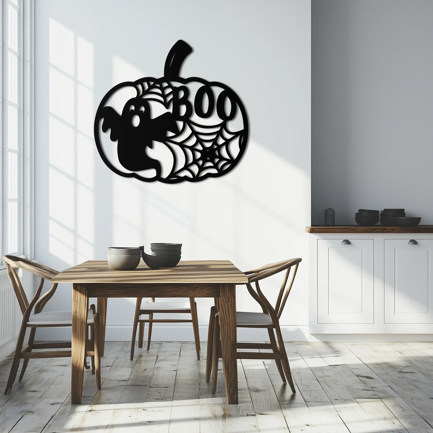 Halloween Boo Pumpkin Metal Wall Art - Spooky Halloween Decor- KAF276 by Enova Art