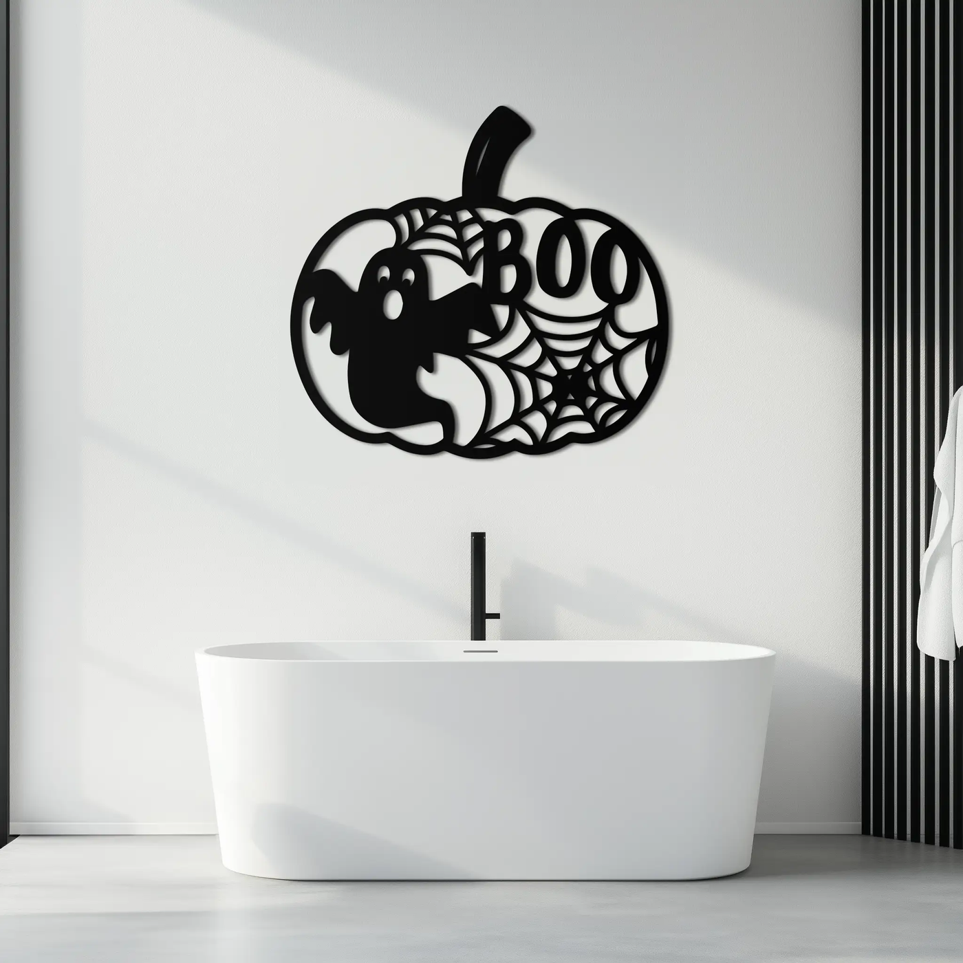 Halloween Boo Pumpkin Metal Wall Art - Spooky Halloween Decor- KAF276 by Enova Art